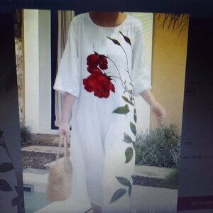 Bundle 1 gold-plated necklace/pendant&floral print maxi long dress brand new